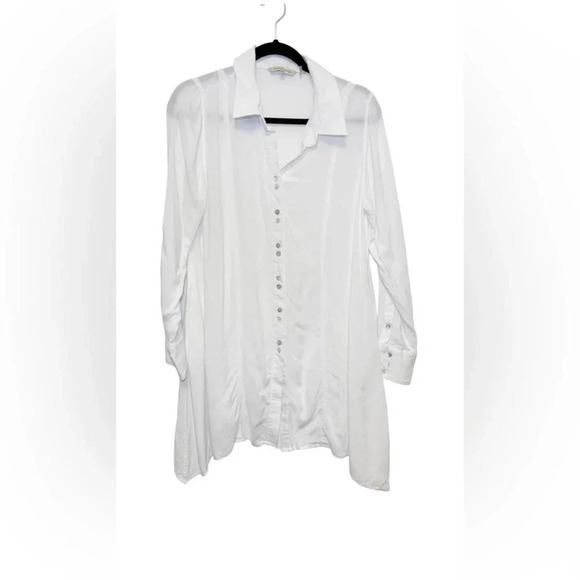 Soft Surroundings Tops - Soft Surroundings Button Down Long Line Shirt Blouse - Minimalist Classic Top